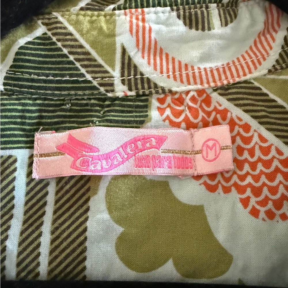 Anthropologie Short Printed Button-Front Mini Dress in Green and Pink - Picture 3 of 7